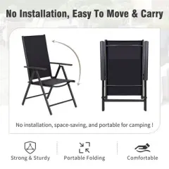 Captiva Designs 7pc Patio Dining Set with Slat-top Rectangle Table & Sling Foldable Chair