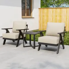 EAGLE PEAK Urban Slate 3 PCS Outdoor Bistro Set with Modern Patio Chairs and Table