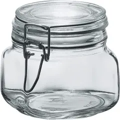 Amici Home Glass Hermetic Preserving Canning Jar Italian, Leak Proof Clamp Lids, Kitchen Canisters for Spices, Nuts and Candy, 6-Piece