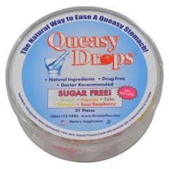 Three Lollies Queasy Drops Ginger Papaya Cola Banana Sour Raspberry (21 Pieces)