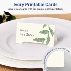 Avery Printable Tent Cards, 2-1/16" x 3.75", Matte Ivory, 40ct