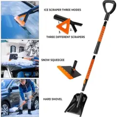 Zone Tech Extendable Snow Squeegee, Ice Scraper and Shovel 42" 5-1 Rotating Snow Squeegee Head, Extendable Ice Scraper, Shovel with Ergonomic Handle
