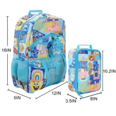 SpongeBob SquarePants 2-Piece 16" Premium Backpack & Lunch Kit Set for boys