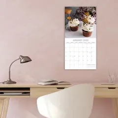 2026 Square Wall Calendar, Cupcakes, 16-Month Food Theme with 180 Reminder Stickers (12x12 In)