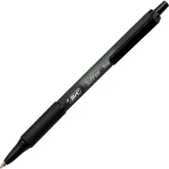 BIC Soft Feel Ballpoint Pens Fine Point 0.8 mm Black Barrel Black Ink - Pack of 12