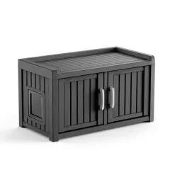 Dolonm Cat Litter Fence,Three Compartments, Cat Cabinet, Hidden Cat Litter Box, Home Style Storage Stool,Black