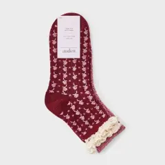 Women's Floral Lace and Pointelle 2pk Ankle Socks - Auden&trade; Berry/Pink 4-10