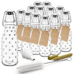 Nevlers 8.5 oz Dotted Round Swing Top Glass Bottle Set