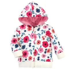 Touched by Nature Baby and Toddler Girl Organic Cotton Hoodie, Bodysuit or Tee Top, and Pant, Garden Floral Toddler