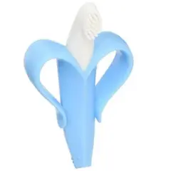 Maison Banana Teether, Self-Soothing Pain Relief Soft Silicone Teething Toy Blue (2 Pack)