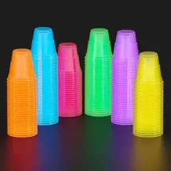 Exquisite Food Safe Blacklight Glow in the Dark Disposable Plastic Party Glow Cups - Assorted Neon Colors-12 Ounce