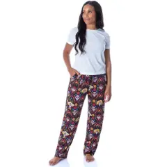Disney Womens' Coco Skull Family Day of the Dead All Over Pajama Pants Black