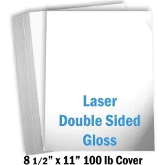Hamilco White Glossy Cardstock Paper 8 1/2 x 11" 80 lb Cover Card Stock 50 Pack