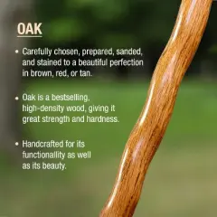 Brazos Handcrafted Wood Walking Cane, Twisted Oak, Crook Style Handle, for Men & Women, Made in The USA, 37"