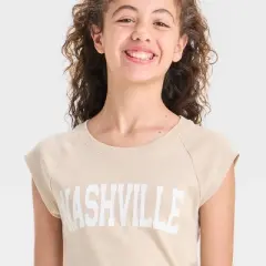 Girls' Raglan Cap Sleeve Graphic T-Shirt - art class&trade;