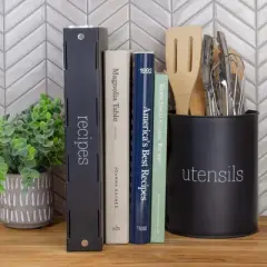 AuldHome Design Farmhouse Black Cookbook Recipe Binder; Rustic Enamel Style Metal 3-Ring Binder for Family Recipes Etc.