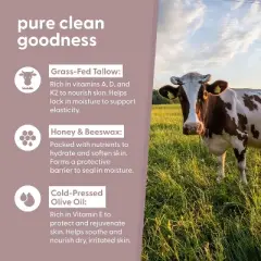 Grass Fed Beef Tallow Balm, Moisturizing Balm with Cold-Pressed Olive Oil & Beeswax for Skin, Body & Face, Scented or Unscented, M3, 2oz