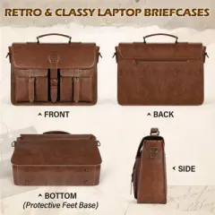 Messenger Bag for Men 15.6 Inch Leather Vintage Laptop Briefcase