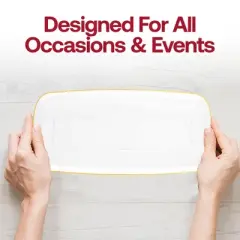 Smarty Had A Party 10.6" x 5" Clear w/ Gold Rim Rectangular Plastic Plates - 50 pcs