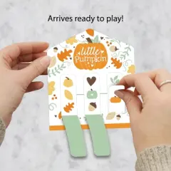 Big Dot of Happiness Little Pumpkin - Fall Birthday Party or Baby Shower Game Pickle Cards - Pull Tabs 3-in-a-Row - Set of 12