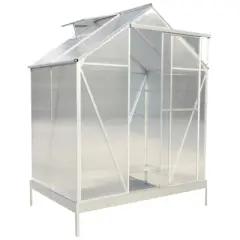 Greenhouse for Outdoors, Heavy Duty Polycarbonate Greenhouse with Rain Gutter and Roof Vent, Aluminum Hot House, Large Walk-in Greenhouse for Outside