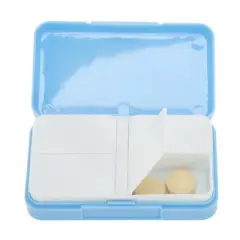 Unique Bargains 4 Grid Flap Pill Case Blue 1 Pc