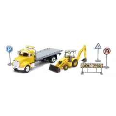 New Ray 1/43 Peterbilt Roll-off with New Holland Backhoe 16183