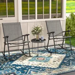Tangkula Set of 4 Patio Rocking Char Outdoor Folding Rocker w/ Sturdy Metal Frame