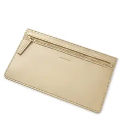 Vegan Leather Pencil Pouch Gold - russell+hazel: Zipper Pencil Bag, Small Faux Leather Pouch, 8" x 4.5"