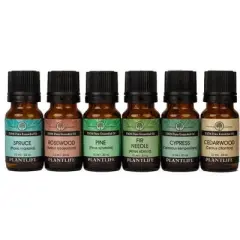 Plantlife Tree Set 6-Pack (Cedarwood, Cypress, Fir Needle, Pine, Rosewood, Spruce) Aromatherapy Essential Oils &ndash; No Additives, 10 ml