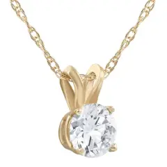 Pompeii3 .55 Ct TW Round Diamond Solitaire Pendant 14K Yellow Gold