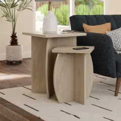 Set of 2 Voler Nesting End Tables Light Oak - Novogratz