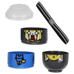 Aggretsuko 3 Bowl Compartment Bento Lunch Box Multicoloured