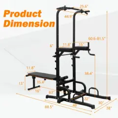 BestParts Power Tower with Bench Pull Up Bar Dip Station - Adjustable Multi-Function Fitness Rack
