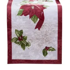 Clarette Poinsettia Holiday Fabric Table Runner - Multicolor - 14x70 - Elrene Home Fashions