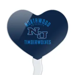 Northwood University Timberwolves Logo Heart Love Cupcake Picks Toppers Decoration Set of 6