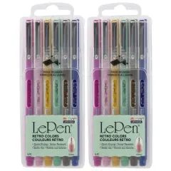 Marvy Uchida LePen Micro-Fine Point Pen, Retro, 6 Per Pack, 2 Packs