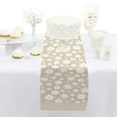 Big Dot of Happiness Tan Daisy Flowers - Petite Floral Party Paper Table Runner - 12 x 60 inches