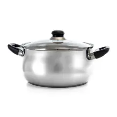 Oster Rametto 8 Piece Stainless Steel Kitchen Cookware Set with Glass Lids