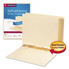 Smead Manila Self-Adhesive Folder Dividers w/Prepunched Slits 2-Sect Letter 100/Box 68021