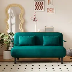 TiramisuBest 3-in-1 Convertible Sleeper Chair,Tri-Fold Sofa Bed,Adjustable Backrest, Chaise to Twin Bed for Small Spaces(Antique Green)