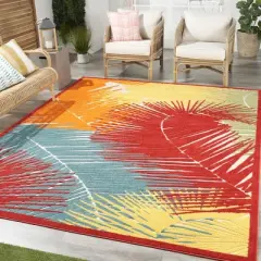 Nourison Aloha Oversized Tropical Palms Flatweave Indoor Outdoor Area Rug