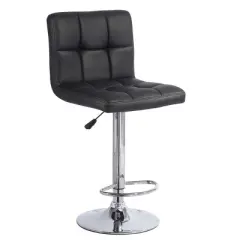 Legacy Decor Set of 2 Barstools Adjustable Swivel Faux Leather Square Stitch Design