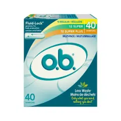 o.b. Applicator-Free Digital Tampons - Multipack (18 Regular/12 Super/10 Super Plus Absorbency) - Unscented - 40ct