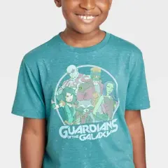 Boys' Marvel Guardians of The Galaxy Short Sleeve Graphic T-Shirt - Teal Blue