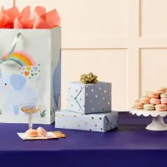 Gift Wrap Roll Blue with Gold Foil Dots - Spritz&trade;