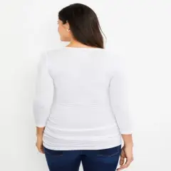 Side Ruched 3/4 Sleeve Maternity T Shirt | A Pea in the Pod