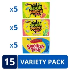 SOUR PATCH KIDS and Swedish Fish Soft & Chewy Candy Variety Pack - 50.5oz/15ct