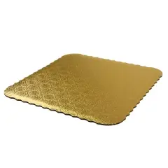 O'Creme Gold Corrugated Scalloped Square Cake Board, 8", Pack of 10