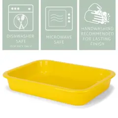 Elanze Designs Large 9x13 inch Stoneware Porcelain Baking Dish With Stainless Steel Rack,Yellow